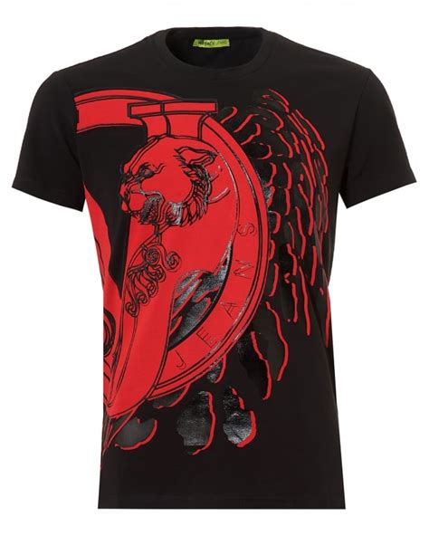 versace t shirt black and red|Versace graphic t shirts.